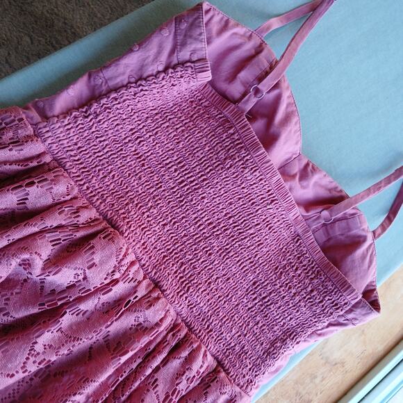 AEO Pink Bustier Lace Babydoll Dress Small removable padding adjustable straps - Picture 5 of 16